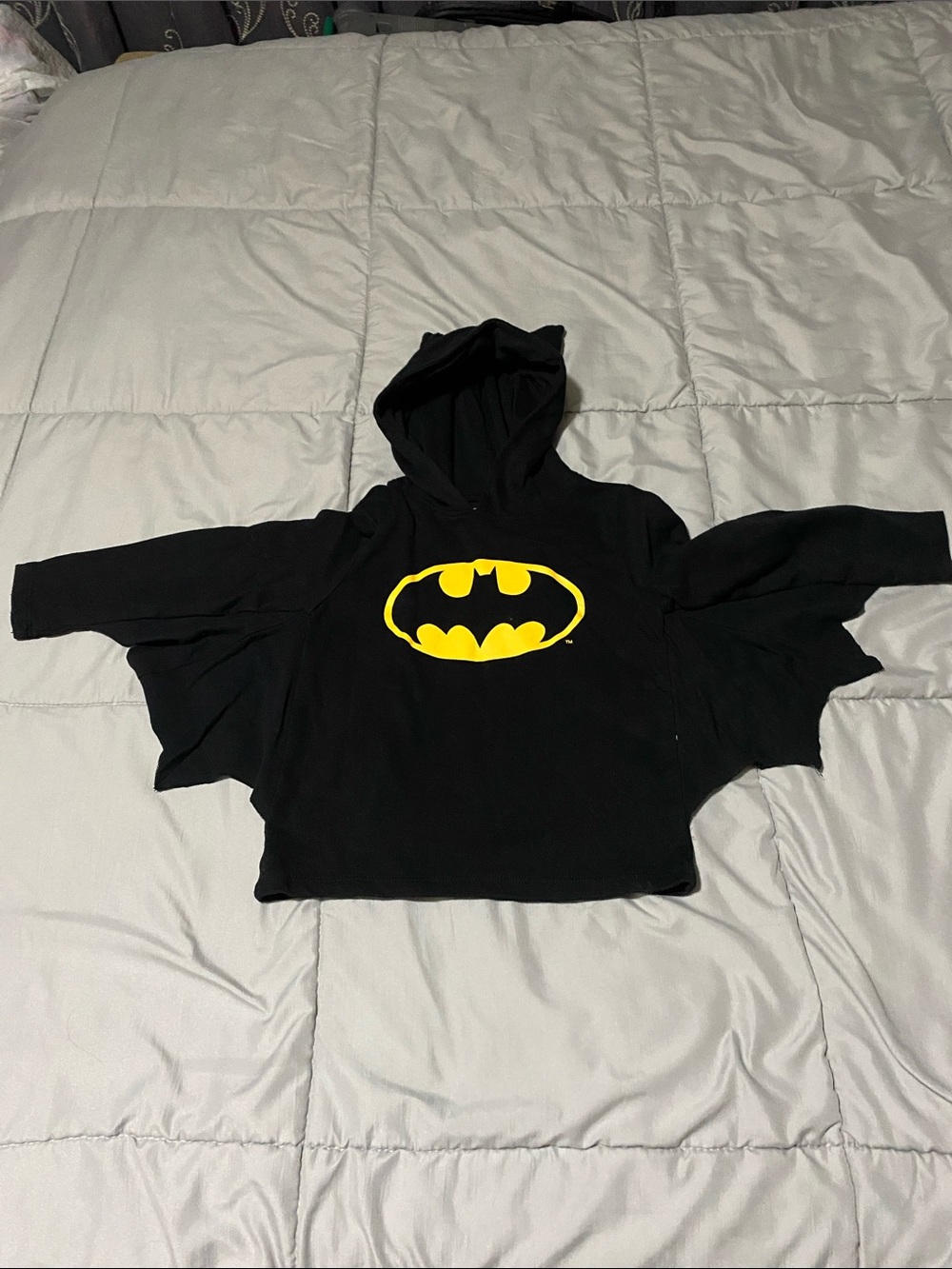 Batman Black Hoodie with Yellow Bat Emblem
